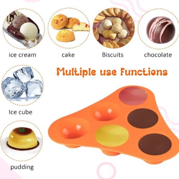 SILICONE SEMI SPHERE MOLDS FOR CHOCOLATE BOMBS, 3 PACKS - Picture 3 of 10